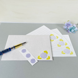 紫陽花のミニレターセット　美しい花　日本の美（活版印刷）【3セット入】 1枚目の画像
