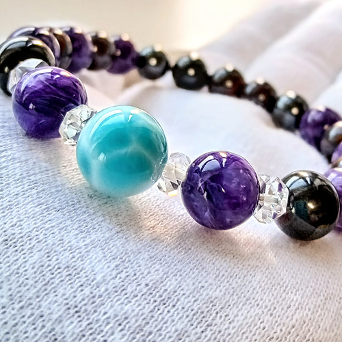 限定✿❨特極上❩厳選11mmラリマー*チャロアイト*スギライト【三大