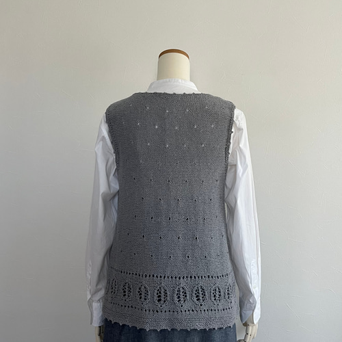 gasa リネンのベスト　新品 楽天市場】Odour オウダー リネン 透かし編み 切替え ニット