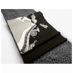 京都 西陣織 クリスマス 帯 正絹 ダークグレー 和装小物（帯・半襟