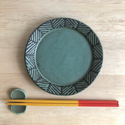 リム平皿(ヘリンボーン・グリーン） 5枚目の画像