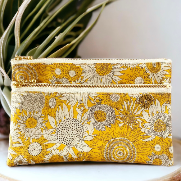 再販【 Wファスナー ＋ 後ポケット 】リバティ／ラミネートポーチ9