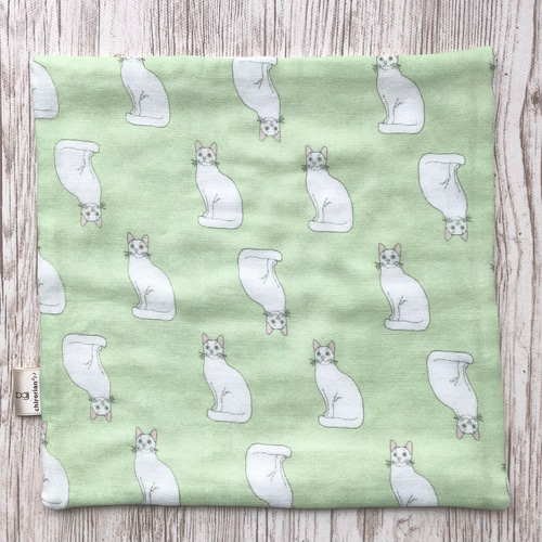 ガーゼハンカチ ねこ833 ハンドメイド ガーゼハンカチ ねこ833