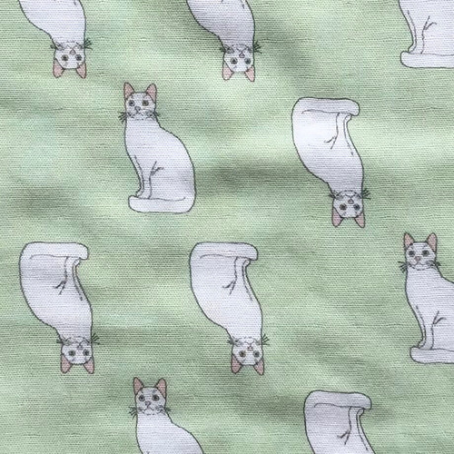 オリジナル生地】白猫さんの優しいガーゼハンカチ ハンカチ・手ぬぐい