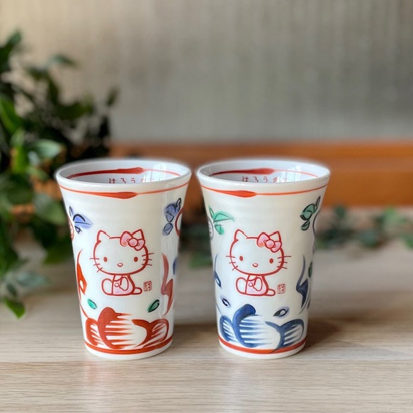 サンリオ ハローキティ×麦山窯 たんぶらー165ml - Hello Kitty 藍（あお） 3枚目の画像