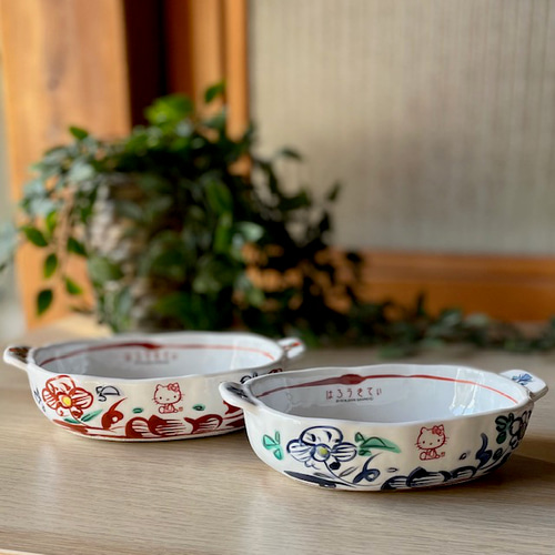 サンリオ ハローキティ×麦山窯 ぐらたん皿 - Hello Kitty 紅（あか