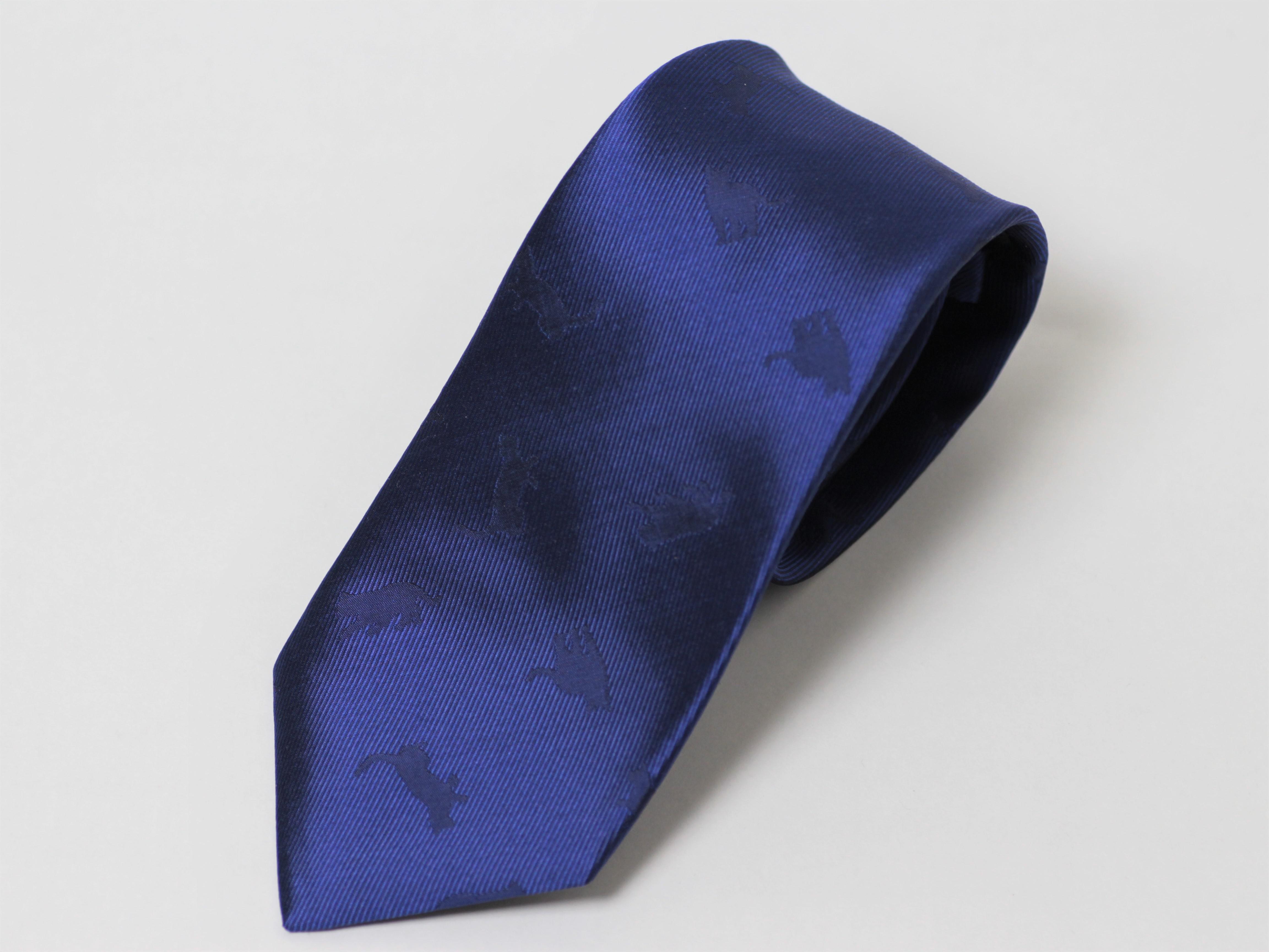 探してニャ　お散歩猫さん　ネコシルエットネクタイ　ネイビー