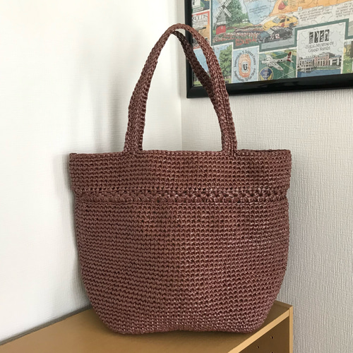 スズランテープ かご風 マルシェバッグ｜ブラウン｜受注製作 かご