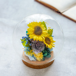 【完成品】ガラスドームＬ／ひまわりB 2枚目の画像