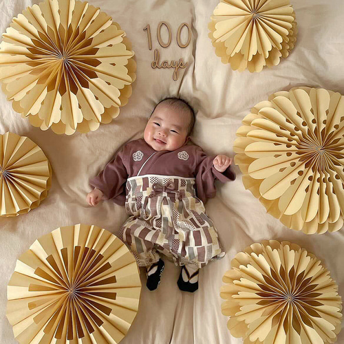 ペーパーファン 100日祝い ハーフバースデー 誕生日 一歳 結婚式  