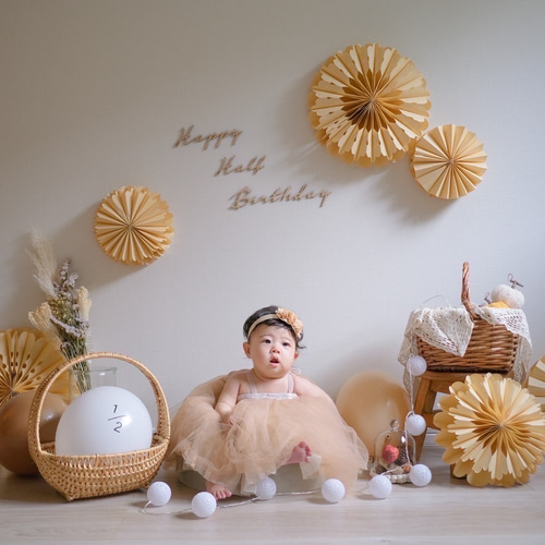 ペーパーファン 100日祝い ハーフバースデー 誕生日 一歳 結婚式  