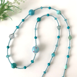 フーベイターコイズ大粒タンブルビーズネックレス フーベイターコイズ大粒タンブルビーズネックレス