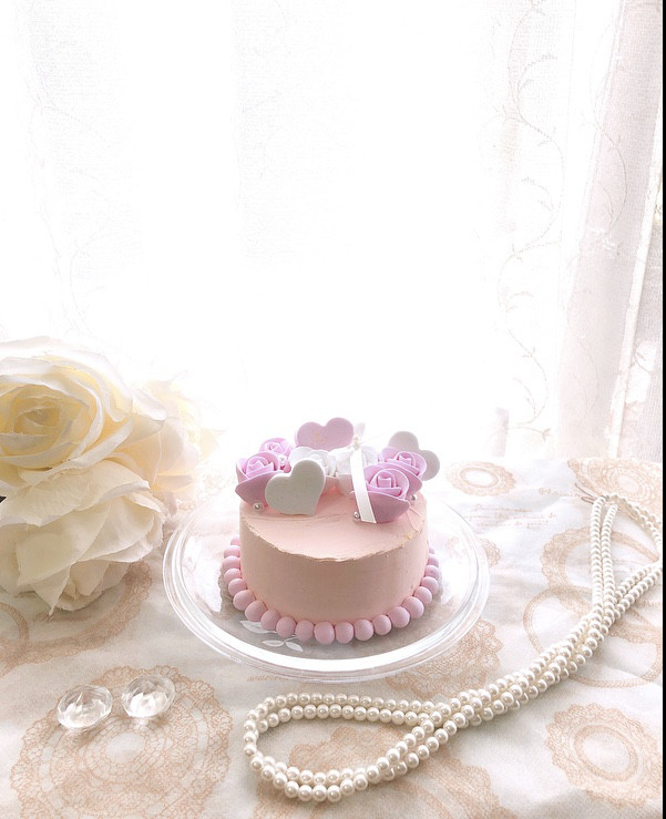 ピンクりぼんのクレイケーキ