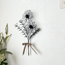 ミニガーベラのブーケ  /   ワイヤーアート ワイヤークラフト ブーケ ガーベラ 壁飾り ウォールデコ 3枚目の画像