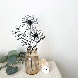 ミニガーベラのブーケ  /   ワイヤーアート ワイヤークラフト ブーケ ガーベラ 壁飾り ウォールデコ 4枚目の画像