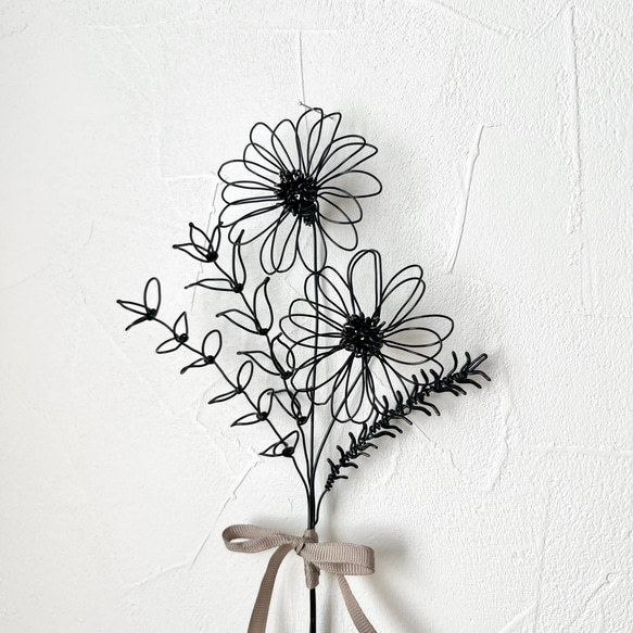 ミニガーベラのブーケ  /   ワイヤーアート ワイヤークラフト ブーケ ガーベラ 壁飾り ウォールデコ 2枚目の画像