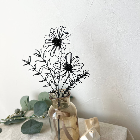 ミニガーベラのブーケ  /   ワイヤーアート ワイヤークラフト ブーケ ガーベラ 壁飾り ウォールデコ 12枚目の画像