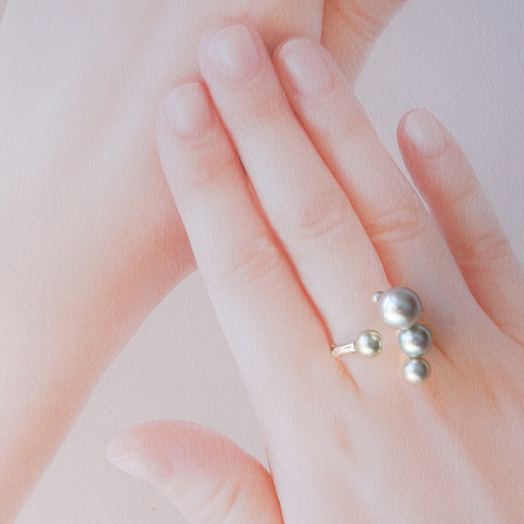 silver あこや真珠 オープンリング 2枚目の画像