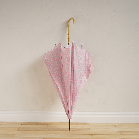 竹傘吹花粉色 防曬防雨長傘 ALCEDO 161021 陽傘傘 小花圖案 粉紅色 第13張的照片