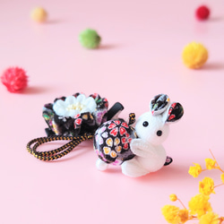 うさぎが遊ぶ七五三髪飾り 小花セット 紫 赤 七五三 髪飾り 3歳 リボン