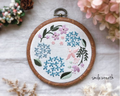 poritorie オーバルフレーム 額 植物図鑑風 紫陽花 刺繍 その他