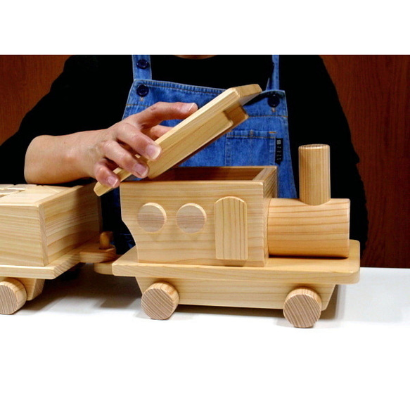 積み木連結機関車18ピース・木のおもちゃ 4枚目の画像