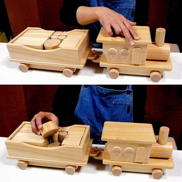 積み木連結機関車18ピース・木のおもちゃ 3枚目の画像