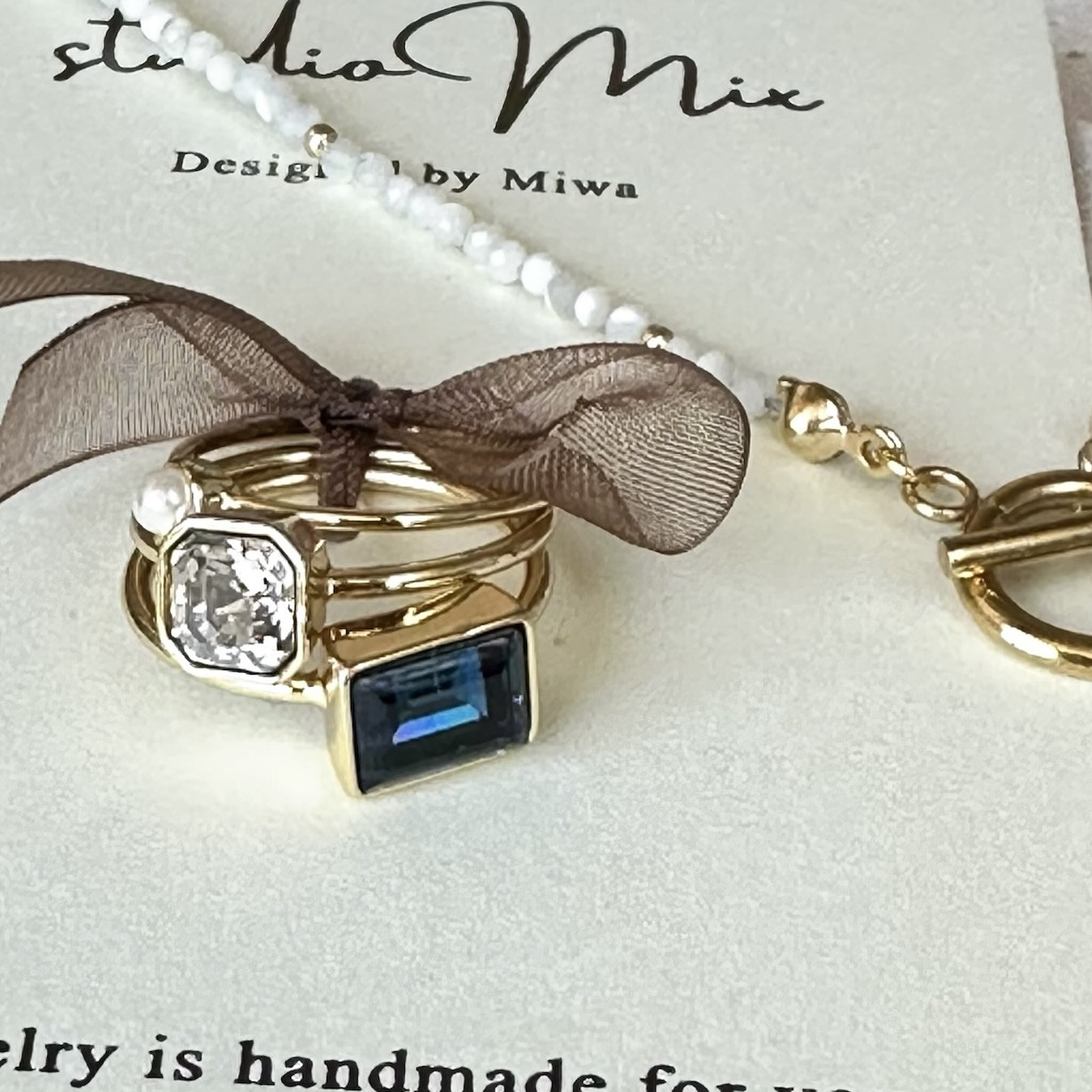 全骨格OK ３本セット　リング (ブルー&クリアシルバー）　重ね付け　レイヤード　3連　サファイヤ　ロンドン　ビジュー