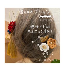 つまみ細工　髪飾り【晴】×赤卒業式　卒業式髪飾り　袴　水引き　成人式用髪飾り　和装　結婚式　ヘアアクセ　色打掛 成人式 8枚目の画像