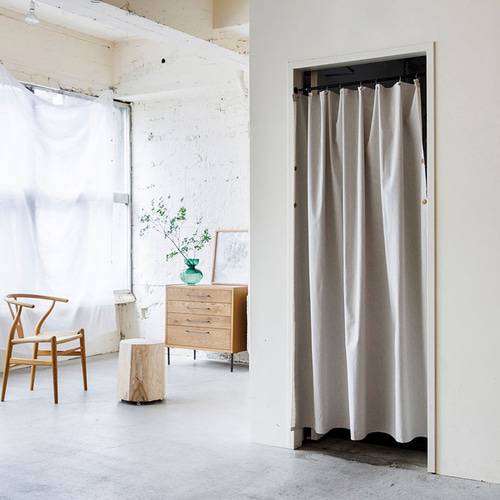 自然素材 綿 コットン 100％ 間仕切り モダンストライプ「レイン