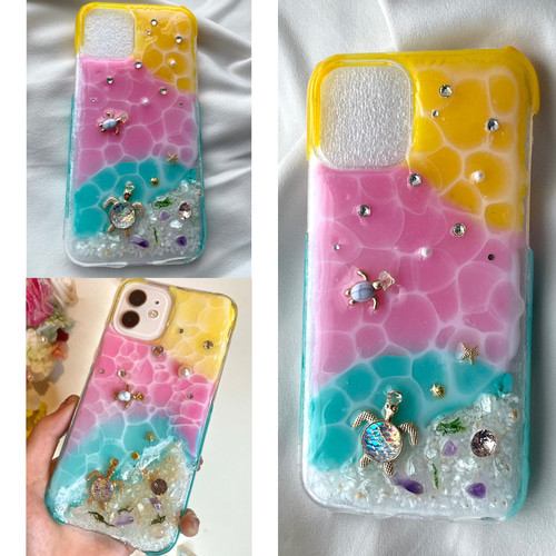 iPhoneケース レジンアート ハンドメイド作品 オーダー可能 iPhoneケース】オーシャンレジン レジンアート 海レジン 海アート 波