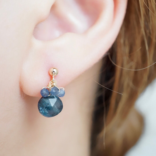 ☆*☆様 天然石ブルーサファイアピアス全長6センチ