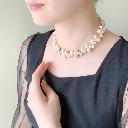 人気作品/選べる3色】華やかパールネックレス＜結婚式 七五三 卒業式 
