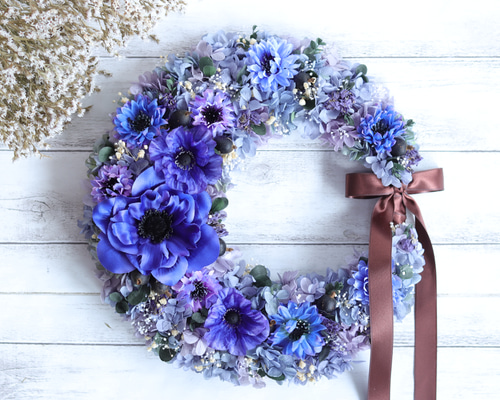 ◆紫陽花リース◇ナチュラルリース◇プレゼント 紫陽花リース ギフト・お祝い用 敬老の日 アーティフィシャル