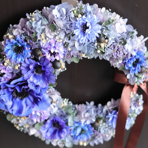 紫陽花クルミリース 装飾に^ ^クルミと紫陽花のリース