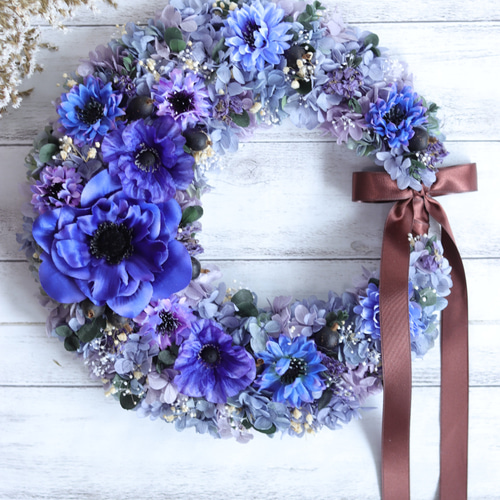 光触媒・受注製作】アネモネとアンティーク紫陽花&カスミソウの