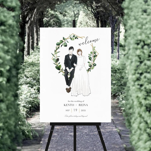 ウェルカムボード 似顔絵 水彩 イラスト wedding 結婚式 データ