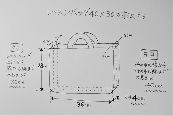 ４０×３０コットンリネンレッスンバッグ　北欧デイジー　おしゃれ　可愛い♡　ボタニカル　花　入園☆入学 6枚目の画像