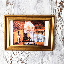 複製画「シャンデリア２」金縁額装・壁掛け・独立スタンド付き 2枚目の画像
