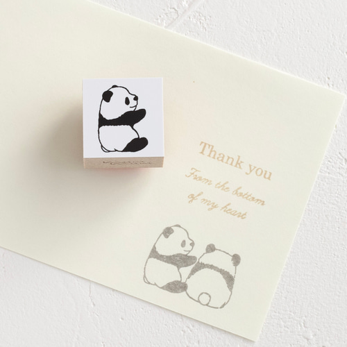 消しゴムはんこ　thank you✿パンダの親子 消しゴムはんこthank you✿パンダの親子