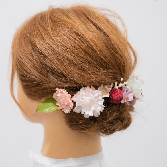 【春の結婚式の桜の髪飾りA】サステナブルフラワー（サクラ）のウェディングヘッドドレス 和装前撮りの白無垢・色打掛 3枚目の画像