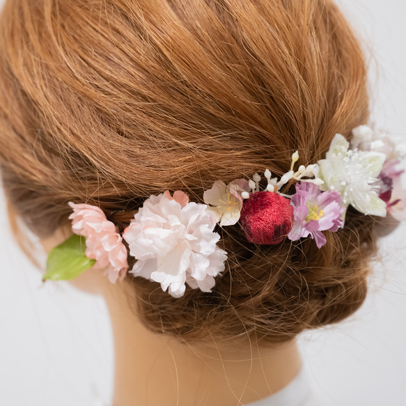 【春の結婚式の桜の髪飾りA】サステナブルフラワー（サクラ）のウェディングヘッドドレス 和装前撮りの白無垢・色打掛 5枚目の画像