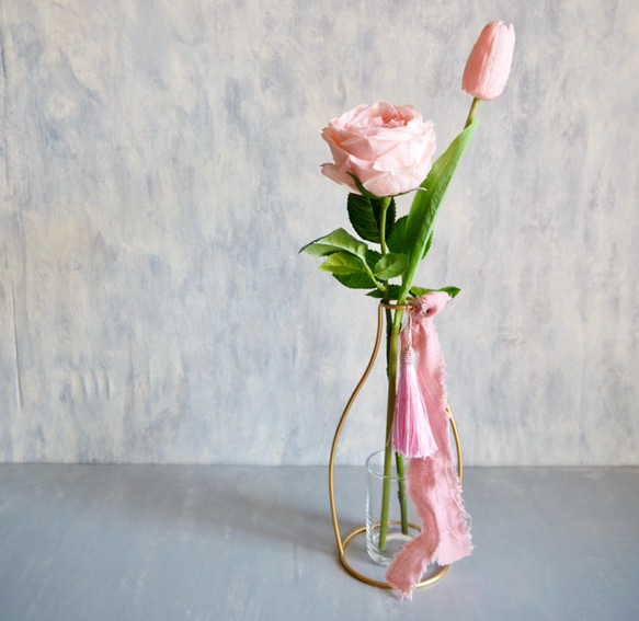 ピンクチューリップとピンクローズ】｜アーティフィシャルフラワー