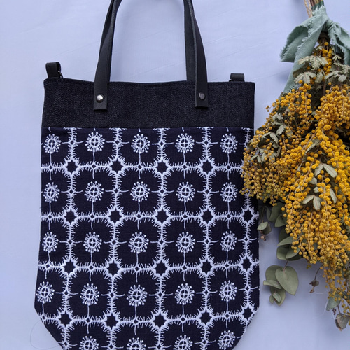 ミナペルホネントート【anemone/navy】アネモネ・ネイビーmina