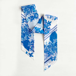 斜紋圍巾｜繡球花・藍色「美麗的藍色季節」（棉質） 第4張的照片