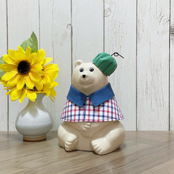 【受注制作】しろくま貯金箱用　七夕☆彦星の衣装①グリーン 受注制作】しろくま貯金箱用 七夕☆彦星の衣装①グリーン