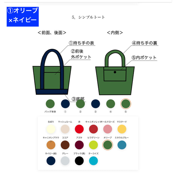 [雙色] 簡單手提包“M size”/帆布手提包/倉敷帆布 No.8 [定做] 第2張的照片