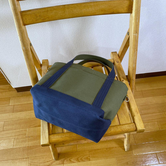 [雙色] 簡單手提包“M size”/帆布手提包/倉敷帆布 No.8 [定做] 第6張的照片