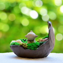 不思議な苔庭のお守り幸せ地蔵しゃま（ＭＥＮ）　　　　❤︎癒しのギフト❤︎お正月ハンドメイド2026❤︎ 4枚目の画像