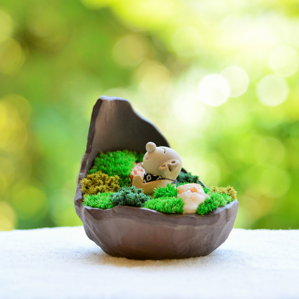 不思議な苔庭のお守り幸せ地蔵しゃま（ＭＥＮ）　　　　❤︎癒しのギフト❤︎お正月ハンドメイド2026❤︎ 3枚目の画像